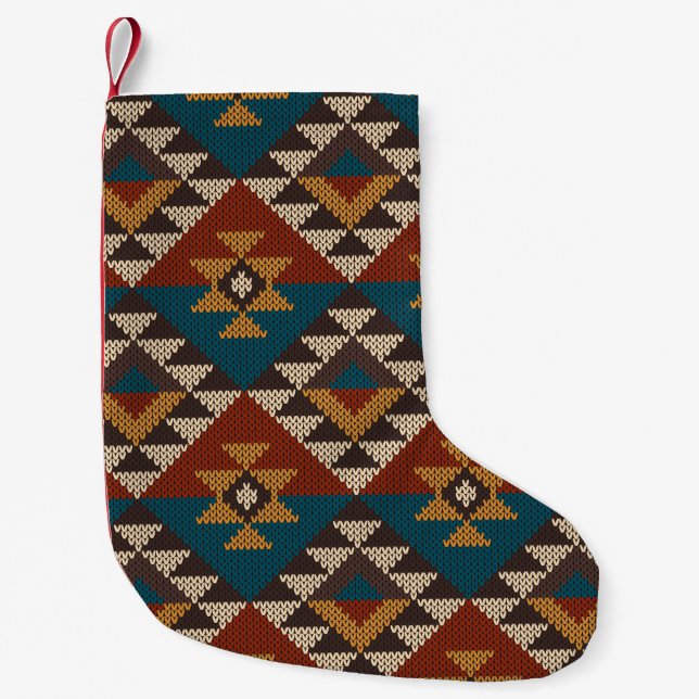 Traditional Tribal Aztec seamless pattern on the w Kleiner Weihnachtsstrumpf (Vorderseite)