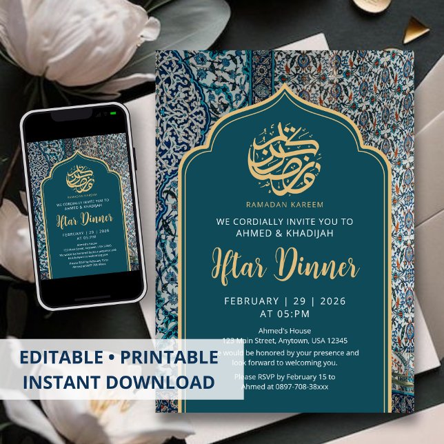 Traditional Turkish Mosaic Ramadan Iftar Dinner Einladung (Von Creator hochgeladen)