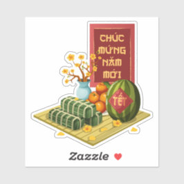 Traditional Vietnamese Tet Fruits & Flowers Aufkleber