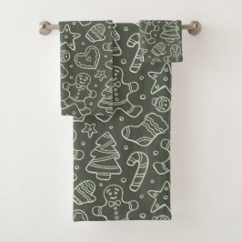 Traditional Vintage Christmas Gingerbread Man Badhandtuch Set