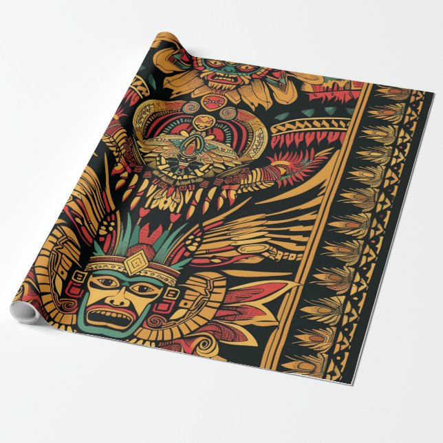 Traditionell Aquamarine "Aztec Dream" Umschlagpapi Geschenkpapier (Ungerollt)