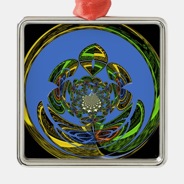 Traditionell einfach blau ornament aus metall (Vorne)