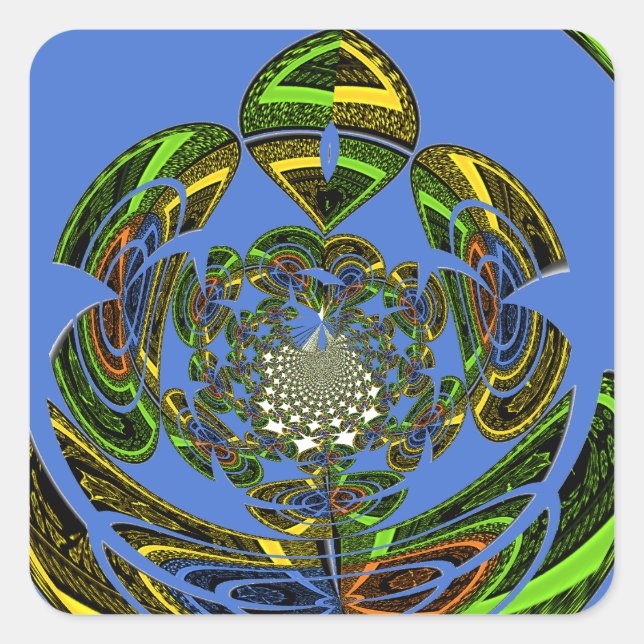 Traditionell einfach blau quadratischer aufkleber (Vorderseite)