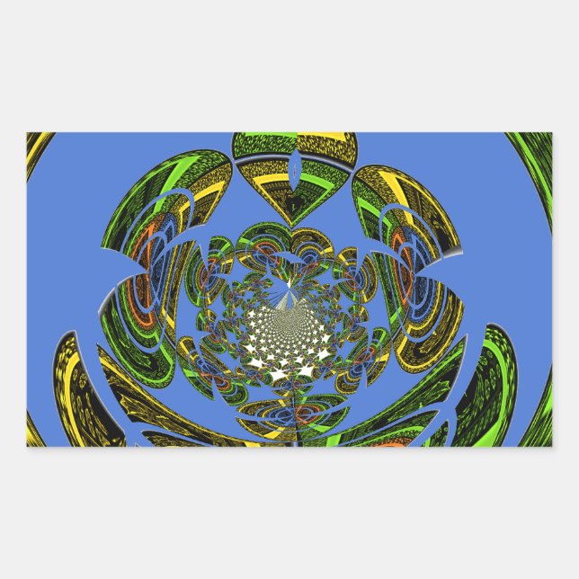 Traditionell einfach blau rechteckiger aufkleber (Vorderseite)