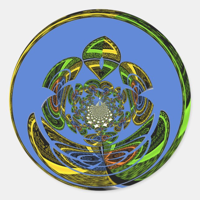 Traditionell einfach blau runder aufkleber (Vorderseite)