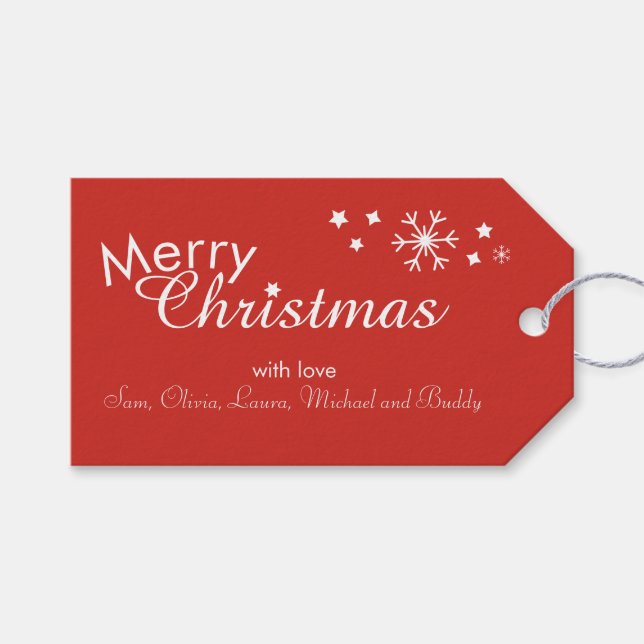 Traditionell - hell rot - individuell anpassbare G Geschenkanhänger (Vorderseite (Horizontal))