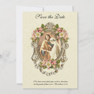 Traditionell katholische elegante Vintage-Blüten Save The Date