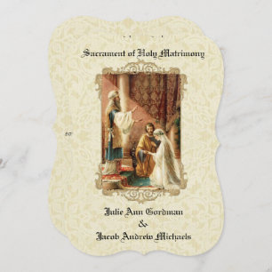 Traditionell katholische Hochzeitsszenario Ecru La Einladung