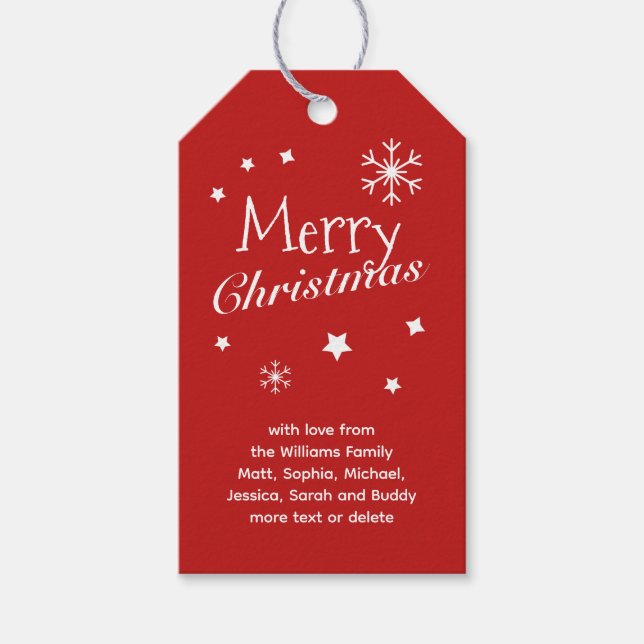 Traditionell - Klassisches Rot - Weihnachtsgeschen Geschenkanhänger (Vorderseite)