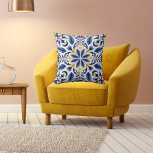 Traditionell mexikanisch dekorativ blau, weiß kissen