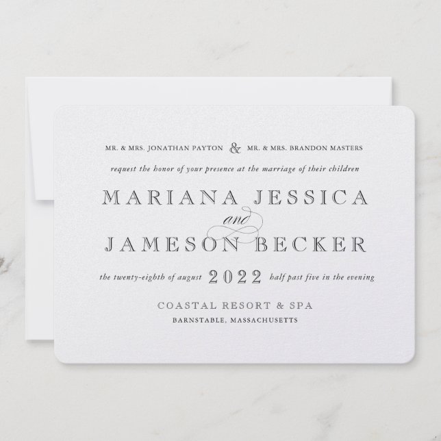 Traditionell mit einer modernen Drehung Hochzeitse Einladung (Vorderseite)