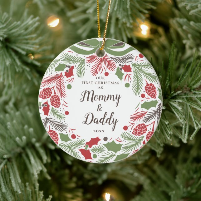 Traditionell unsere ersten Weihnachten als Mama &  Keramik Ornament (Baum)