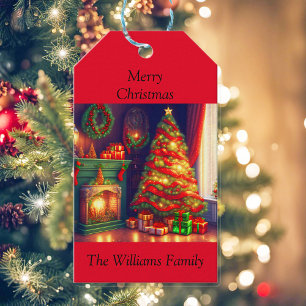 Traditionell Vintager Weihnachtsbaum Geschenkanhänger
