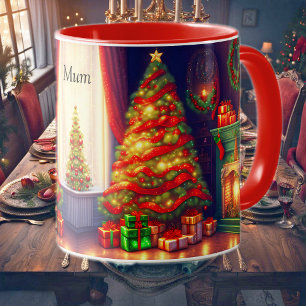 Traditionell Vintager Weihnachtsbaum Tasse