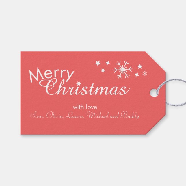 Traditionell - weiches Rot - anpassbare Geschenket Geschenkanhänger (Vorderseite (Horizontal))