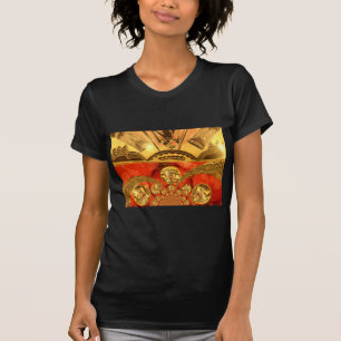 Traditionelle afrikanische Kunst des Goldenen Rote T-Shirt