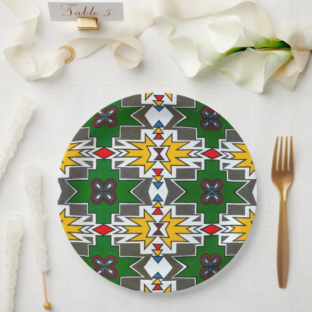 Traditionelle afrikanische Kunst und afrikanische  Pappteller (Hochzeit)