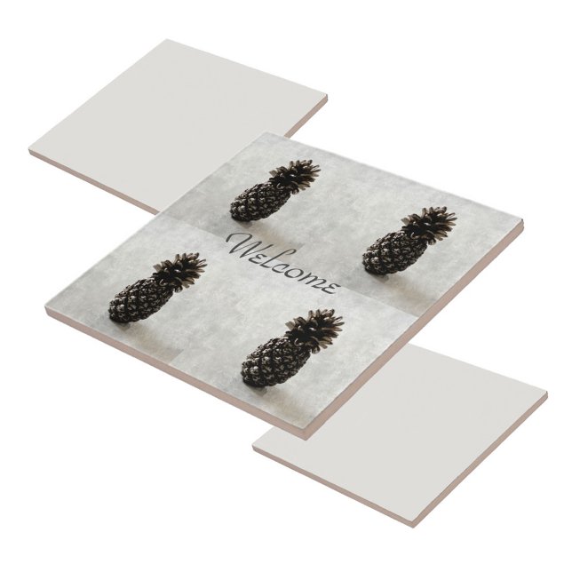 Traditionelle Ananas Willkommen Grau Fliese (Von Creator hochgeladen)