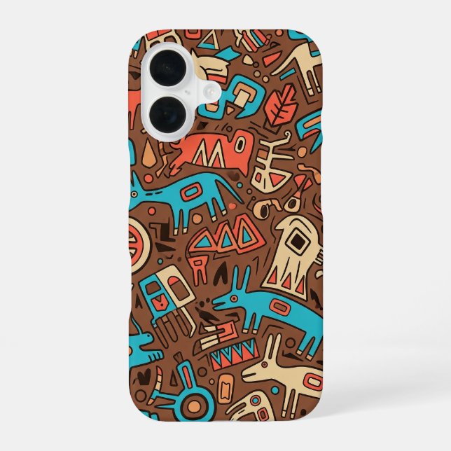 traditionelle Apache-Indianer-Kunst iPhone 16 Hülle (Rückseite)