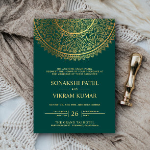 Traditionelle Aquamarine Goldmedaille - Indische H Einladung