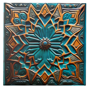 Traditionelle Aquamarine Keramik und Senfkunst Fliese