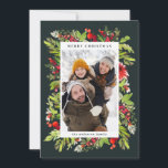 Traditionelle Aquarellblumen   Blattwerk Weihnacht Feiertagskarte<br><div class="desc">Traditionelle Aquarellblumen und Blattwerk Weihnachtskarte. Schönes Aquarell mit bemaltem Blattwerk und modernem Skripttext. Teil einer Sammlung.</div>