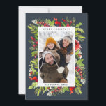 Traditionelle Aquarellblumen   Blattwerk Weihnacht Feiertagskarte<br><div class="desc">Traditionelle Aquarellblumen und Blattwerk Weihnachtskarte. Schönes Aquarell mit bemaltem Blattwerk und modernem Skripttext. Teil einer Sammlung.</div>