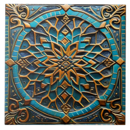 Traditionelle Azure- und Orange-Keramik Fliese