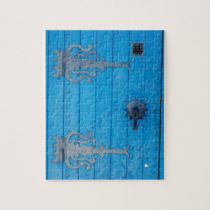 Traditionelle blaue Holztür in TunesienFoto Puzzle