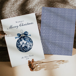 Traditionelle Blue Ornament Weihnachtskarte Feiertagskarte