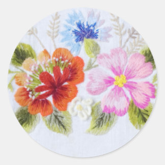Traditionelle Blume Runder Aufkleber