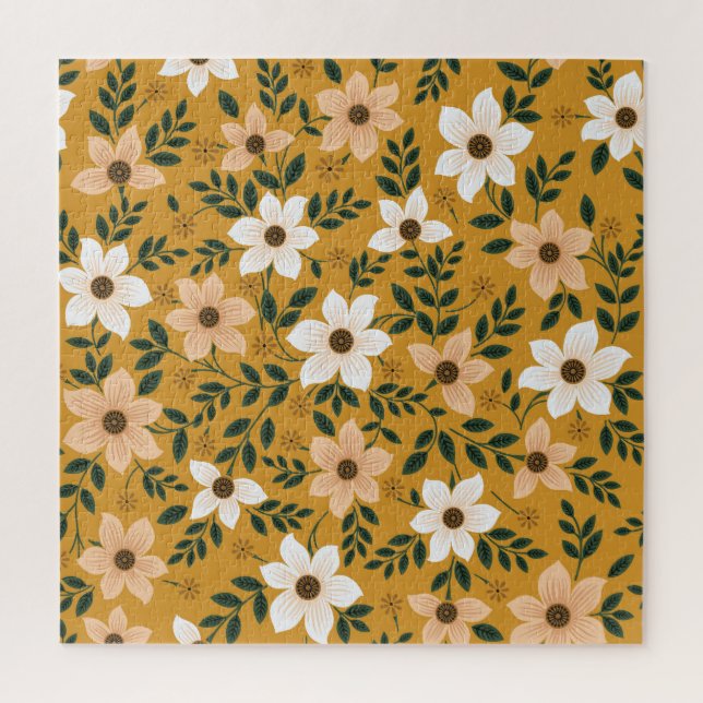 Traditionelle Blumen: Nahtloses Muster Puzzle (Vertikal)