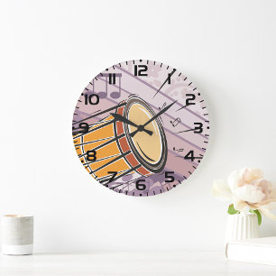 Traditionelle Bongotrommel mit Noten Große Wanduhr