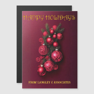 Traditionelle Bordeaux Happy Holidays Card Magnetkarte
