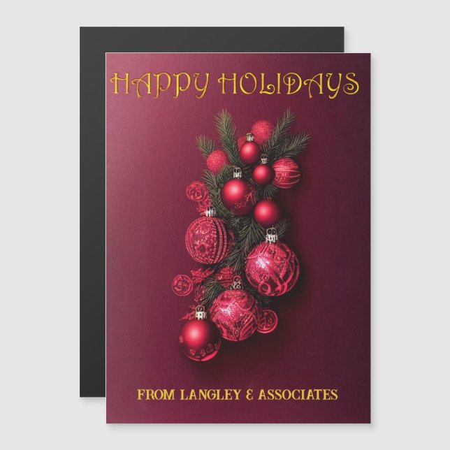 Traditionelle Bordeaux Happy Holidays Card Magnetkarte (Vorne/Hinten)