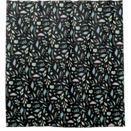 Traditionelle botanische Leaf-Muster Blues auf sch Duschvorhang