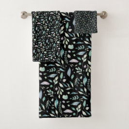 Traditionelle botanische Leaf-Muster Blues auf Wei Badhandtuch Set