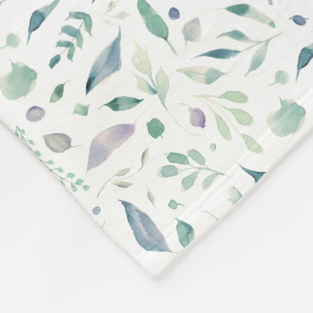 Traditionelle botanische Leaf-Muster Blues auf Wei Fleecedecke (Ecke)