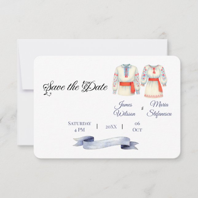 Traditionelle Brauchtumskostüme aus Rustikal Save The Date (Vorderseite)