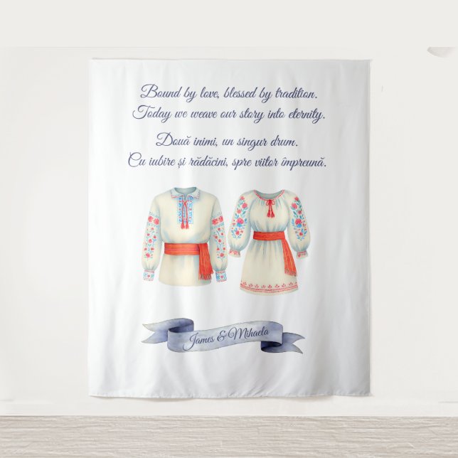 Traditionelle Brauchtumskostüme aus Rustikal Wandteppich (Vorderseite)