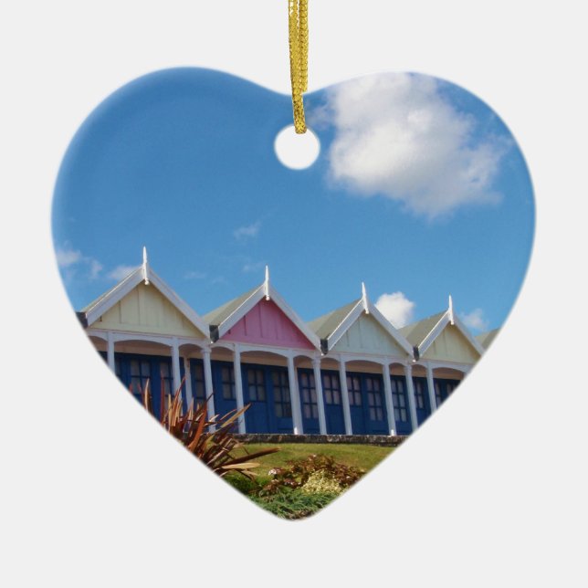 Traditionelle britische Beach Huts Keramik Ornament (Vorne)