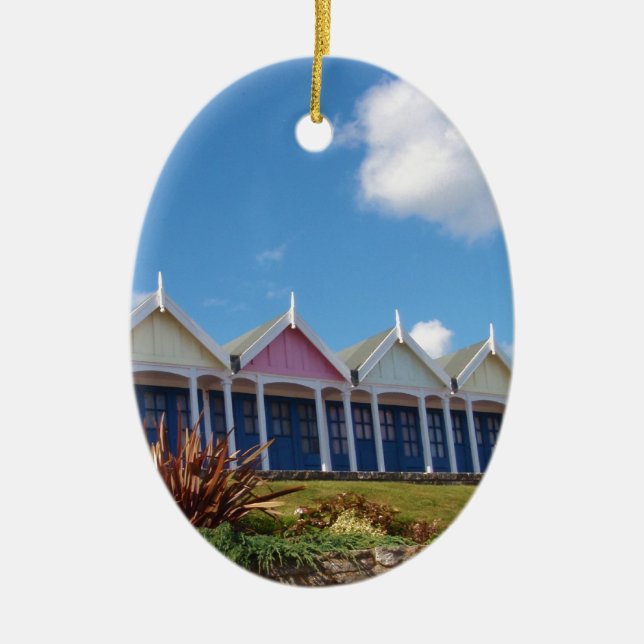Traditionelle britische Beach Huts Keramik Ornament (Vorne)