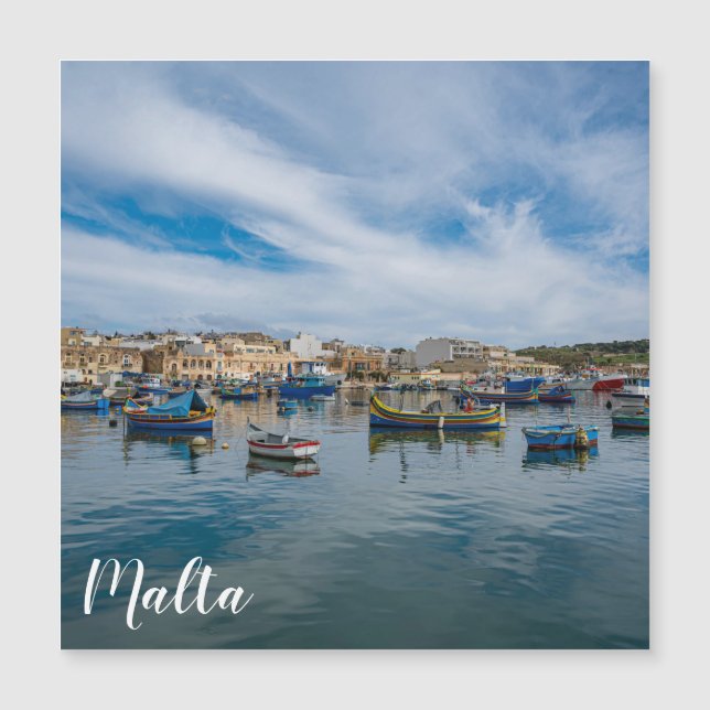 Traditionelle bunte Fischerboote im Hafen Magnetkarte (Vorderseite)