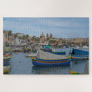 Traditionelle bunte Fischerboote in Malta Puzzle