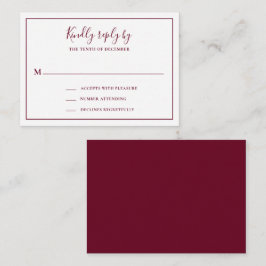 Traditionelle Burgundy Mini Wedding RSVP Karte
