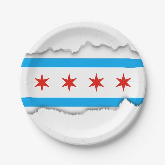 Traditionelle Chicago-Flagge Pappteller (Vorderseite)