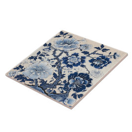 Traditionelle China Blue Ink Blume Kunst Fliese