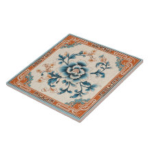 Traditionelle China Orange Tinte Blume Art 3