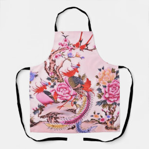 Traditionelle chinesische Blumen-Vögel Rosa Chinoi Schürze