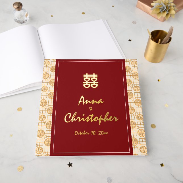 Traditionelle chinesische Hochzeit auspicious pera Gästebuch (Vorderseite Offen)